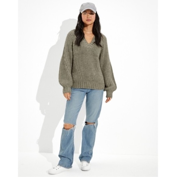 American Eagle Green Knit Sweater - Picture 2 of 8